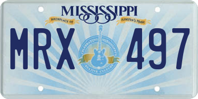 MS license plate MRX497