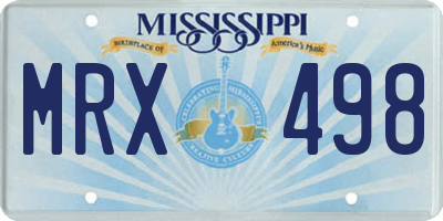 MS license plate MRX498