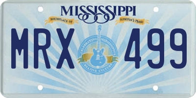 MS license plate MRX499