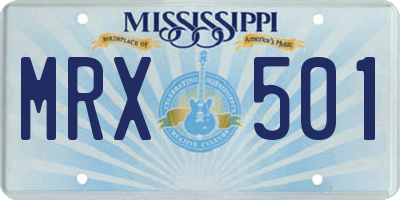MS license plate MRX501