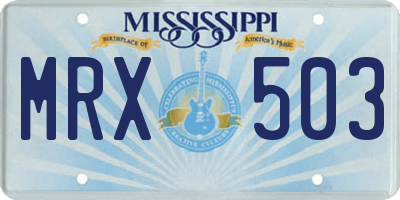 MS license plate MRX503