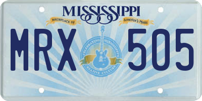 MS license plate MRX505