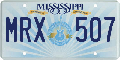 MS license plate MRX507