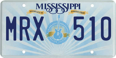 MS license plate MRX510