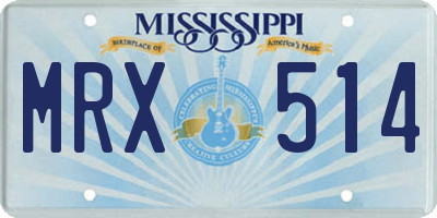 MS license plate MRX514