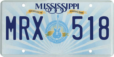 MS license plate MRX518