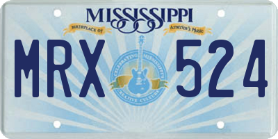 MS license plate MRX524