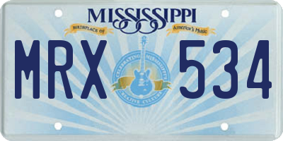 MS license plate MRX534