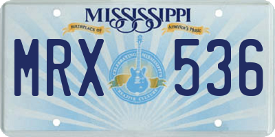 MS license plate MRX536