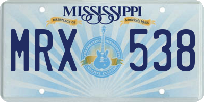 MS license plate MRX538