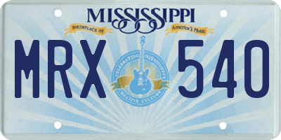 MS license plate MRX540