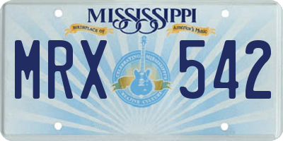 MS license plate MRX542