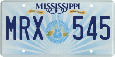 MS license plate MRX545