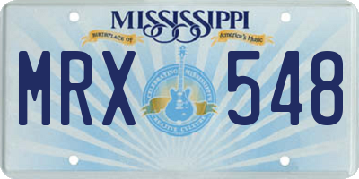 MS license plate MRX548
