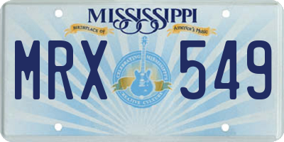 MS license plate MRX549
