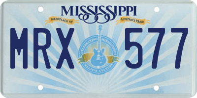 MS license plate MRX577