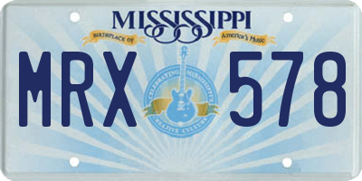 MS license plate MRX578