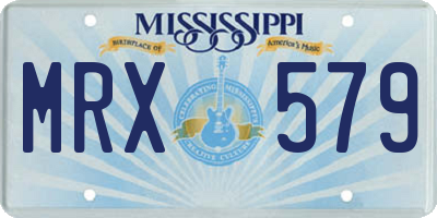 MS license plate MRX579