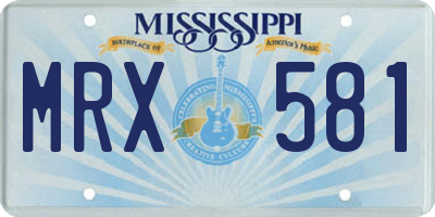 MS license plate MRX581
