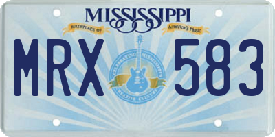 MS license plate MRX583