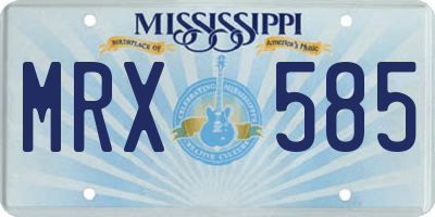 MS license plate MRX585