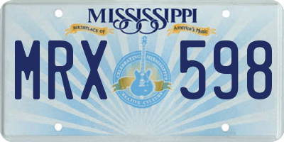 MS license plate MRX598