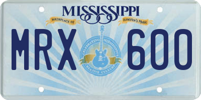 MS license plate MRX600