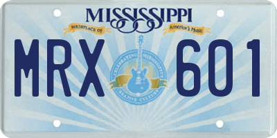 MS license plate MRX601