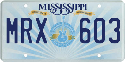 MS license plate MRX603