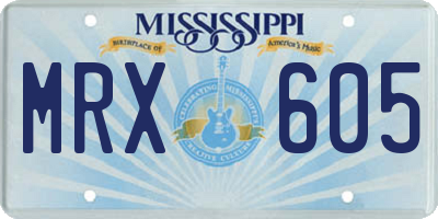 MS license plate MRX605