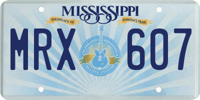 MS license plate MRX607