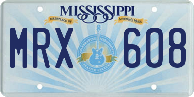 MS license plate MRX608