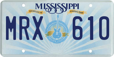 MS license plate MRX610