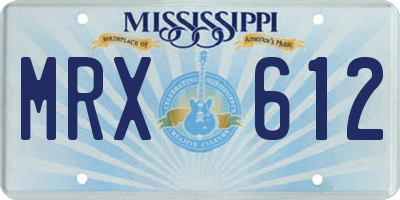 MS license plate MRX612