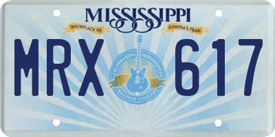 MS license plate MRX617