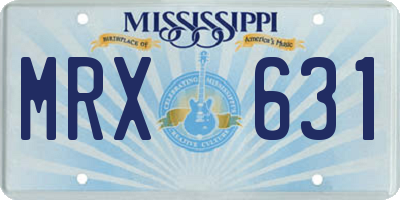 MS license plate MRX631