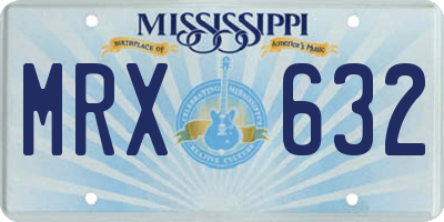 MS license plate MRX632