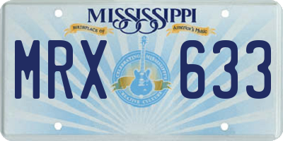 MS license plate MRX633