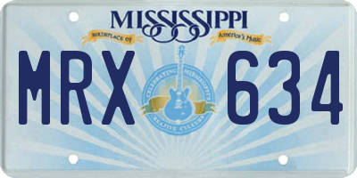 MS license plate MRX634