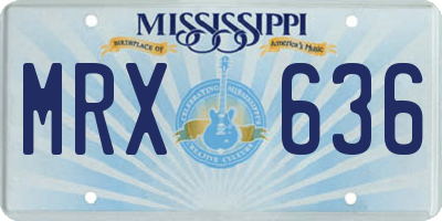 MS license plate MRX636