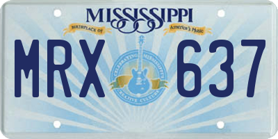 MS license plate MRX637