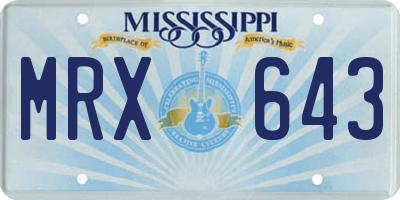 MS license plate MRX643