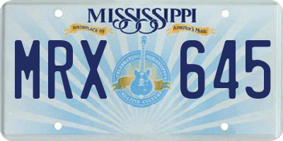 MS license plate MRX645