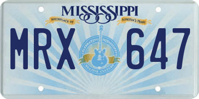 MS license plate MRX647