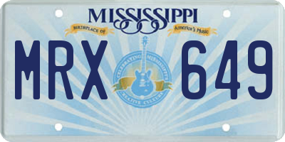MS license plate MRX649