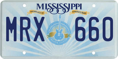 MS license plate MRX660