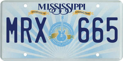 MS license plate MRX665