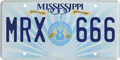 MS license plate MRX666