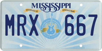 MS license plate MRX667