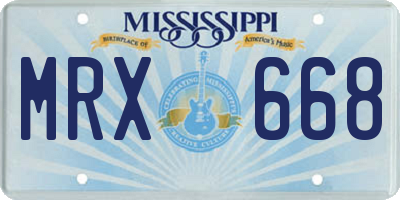 MS license plate MRX668